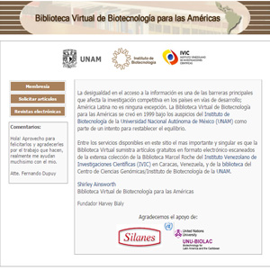 Imagen sobre la biblioteca virtual de Biotecnología para las Américas 
