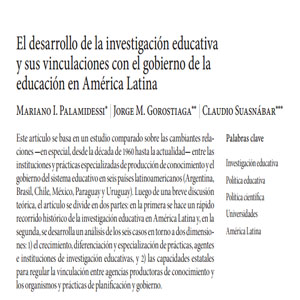 Imagen sobre el desarrollo de la investigación educativa y sus vinculaciones con el gobierno de la educación en América Latina  