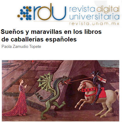 Imagen que muestra texto de alguna de las publicaciones así como dos imágenes iguales donde se ve un caballero luchando con un dragón y una doncella esperando ser rescatada.