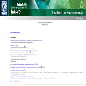 Libros y documentos del Instituto de Biotecnología 