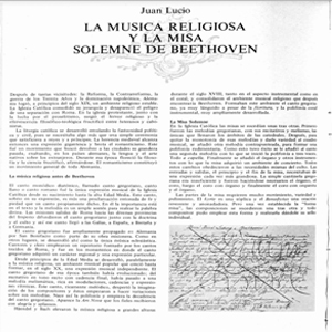 Juan Lucio - La música religiosa y la misa solemne de Beethoven