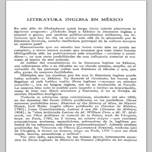 Literatura inglesa su antecedentes en México.