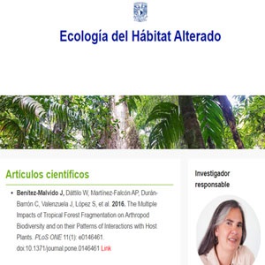 Imagen sobre los artículos científicos del Laboratorio de Ecología del Hábitat Alterado.