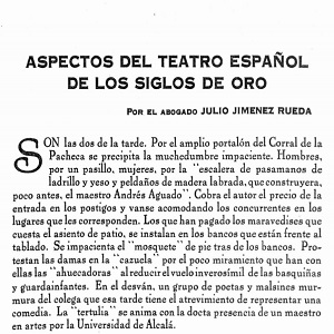 Imagen sobre Aspectos del teatro español de los siglos de oro