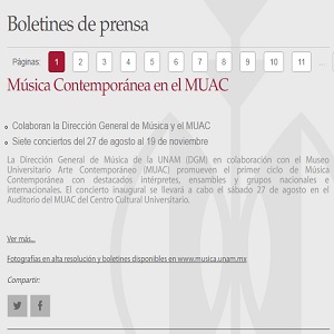 Imagen sobre Boletines de prensa de la Dirección General de Música