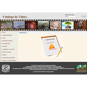 Página principal de Catálogo de videos