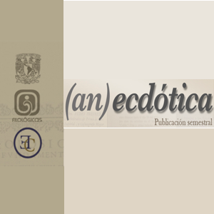 Logo de la Revista Anecdótica, con escudo de la unam y del instituto