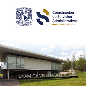 fotografía de alguna parte de la coordinación, sobre esa imagen el logo del campus UNAM Morelia