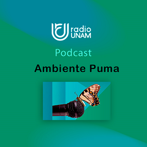 Imagen con fondo a dos colores con un degradado, logo de radio UNAM y letras con el título del recurso y una imagen de una mariposa sobre un micrófono.