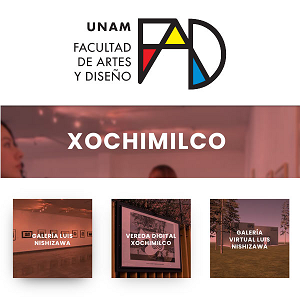 Logo de la Facultad campus Xochimilco, imagenes que representan las exposiciones