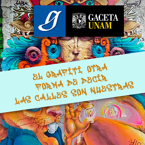 Imágenes de fondo dos graffitis, sobre ellas el título del recurso y el logo de UNAM Global